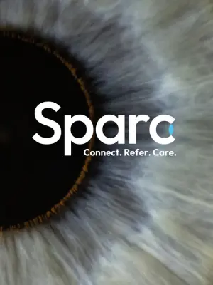 Picture of an iris with Sparc written across it