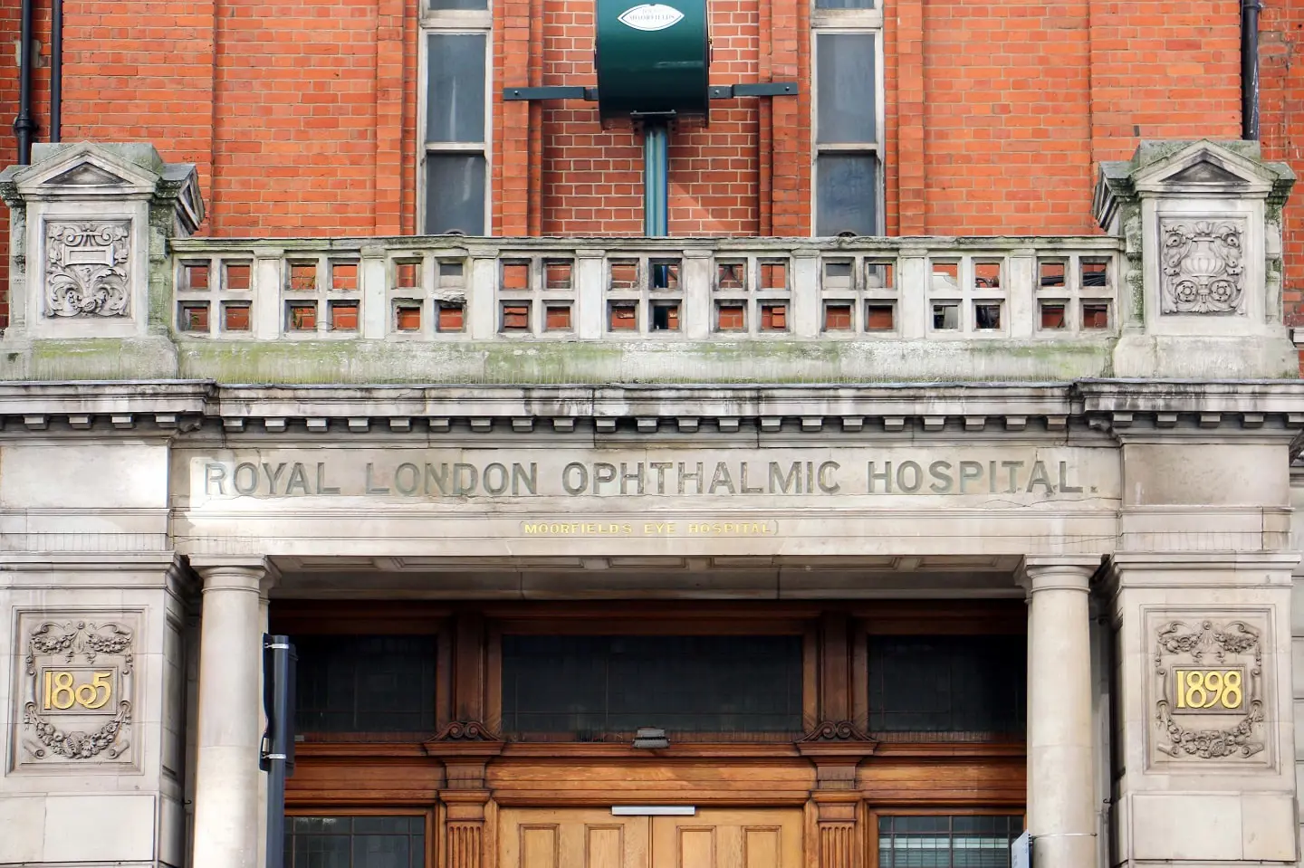 Front detail of the Moorfields Eye Hospital building