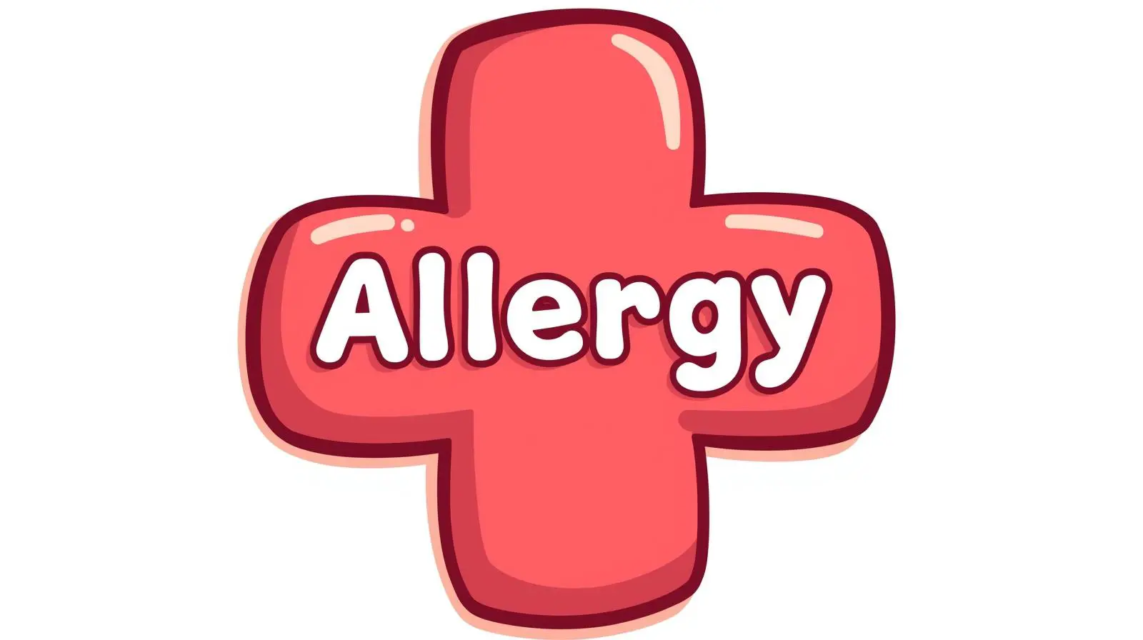 Cartoon Style Close Up Of A Medical Cross With Allergy Written In The Middle Of The Cross