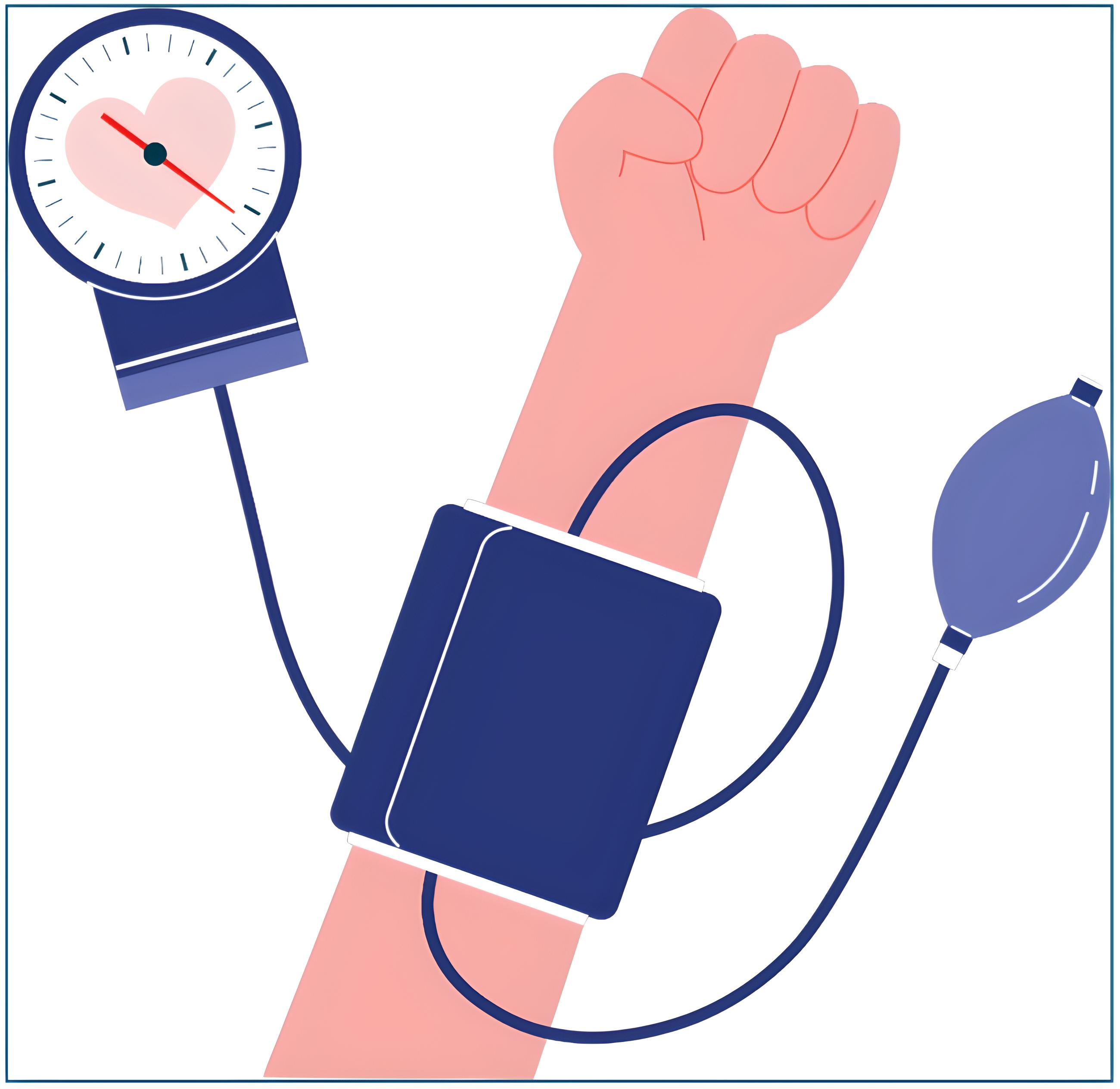 cartoon of an arm with a blood pressure cuff