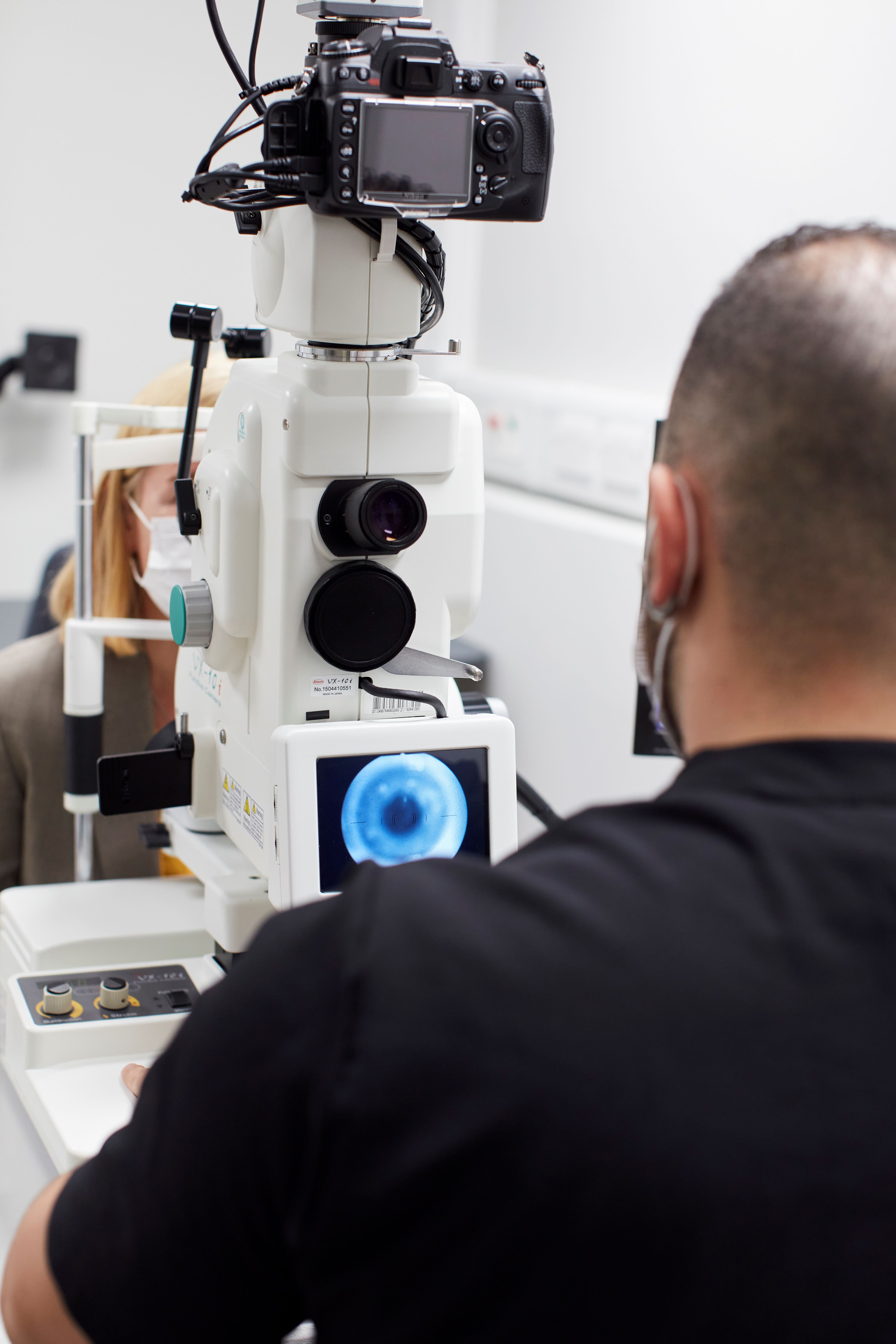 A patient has an eye test at Moorfields Private