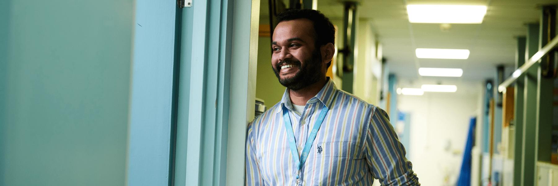 Photo of George John, staff at Moorfields: taken in the hospital