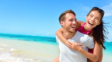 Happy couple at the beach