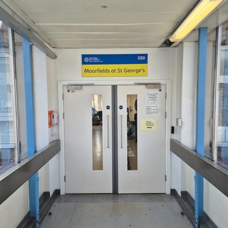 Moorfields at St George's sign