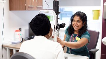 Poormina Rai in consultation with a patient