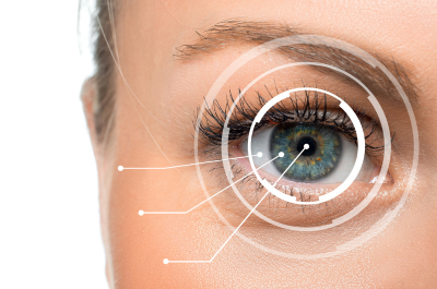 A woman's eye in focus