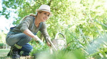 A woman gardening