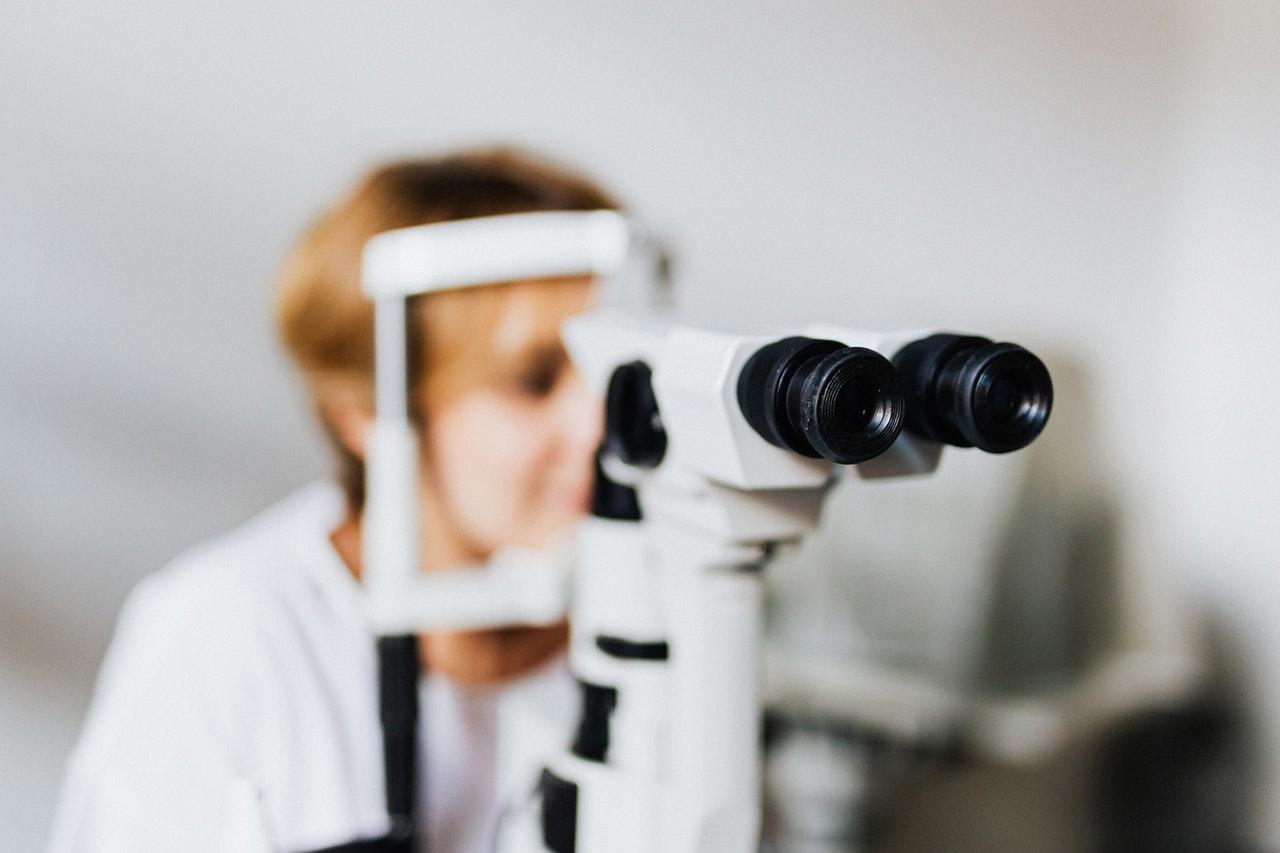 A woman having an eye test