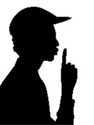 Silhouette of a person with a finger in front of their lips