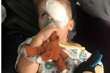 Little boy, Jace, following eye surgery